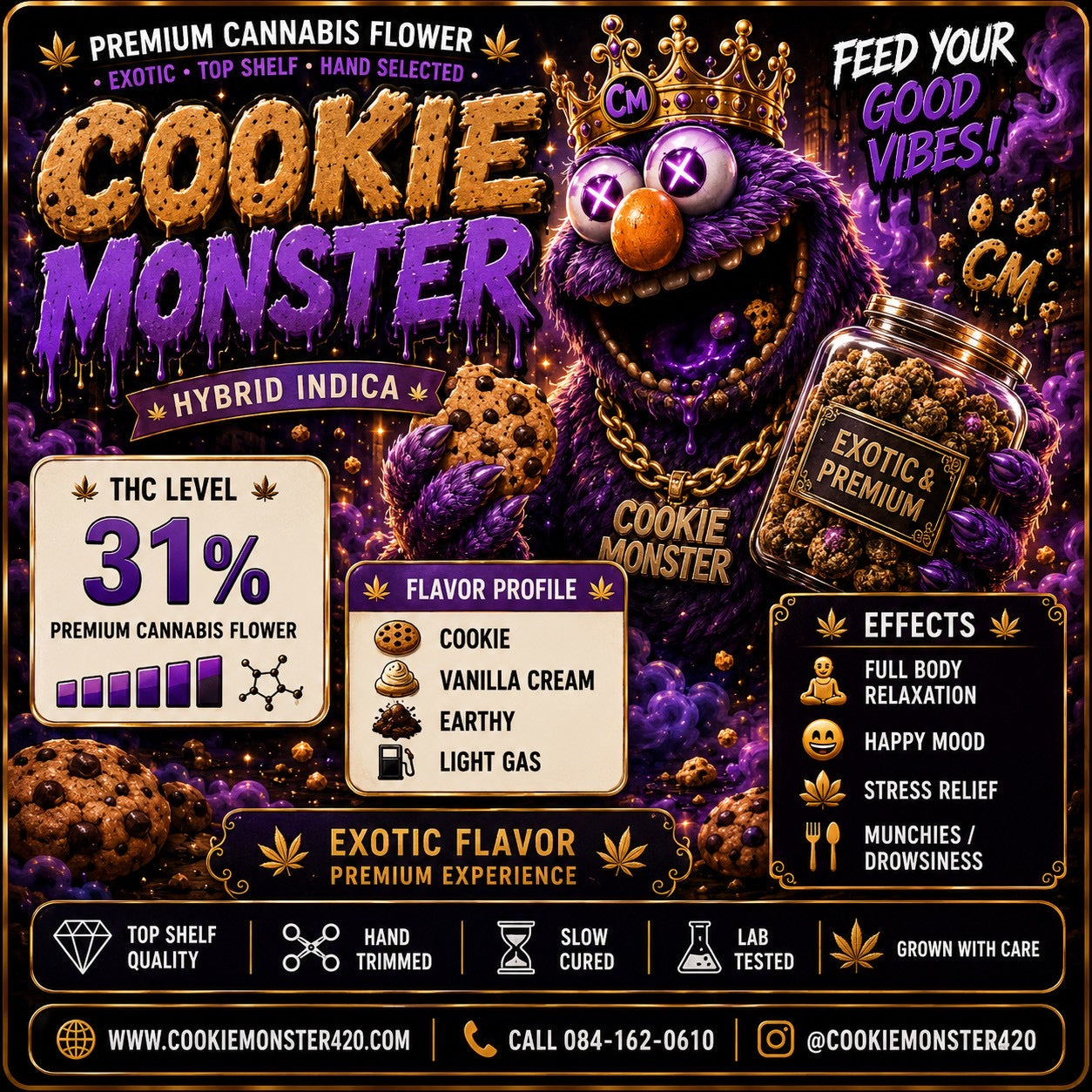 EXO - Cookie Monster (Hybrid-INDICA) THC 31%