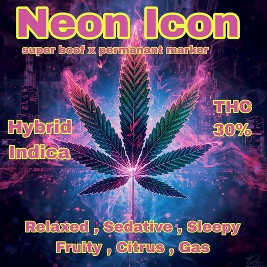 Neon Icon (Super Boof x Permanent Marker)
Indica-Dominant Hybrid — 30% THC
