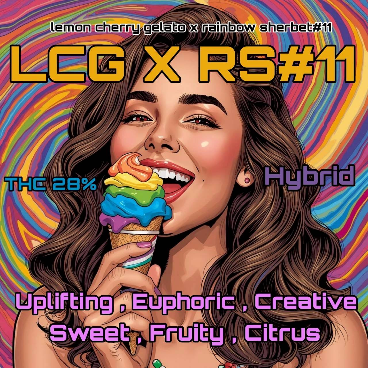Exo LCG X RS#11 [Lemon cherry gelato x rainbow sherbet#11]
(Hybrid THC 28%)