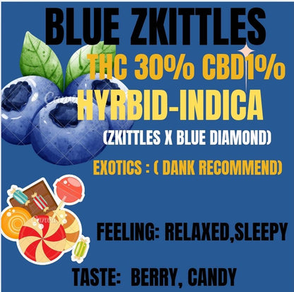 Exotic On Sale - Blue Zkittles ( Indica ) THC 30%