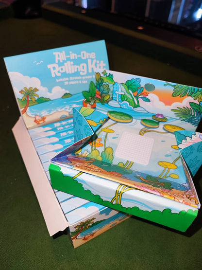 ALL-IN-ONE (Includes 32 unbleached rolling papers, 32 tips, a shredder & tray)